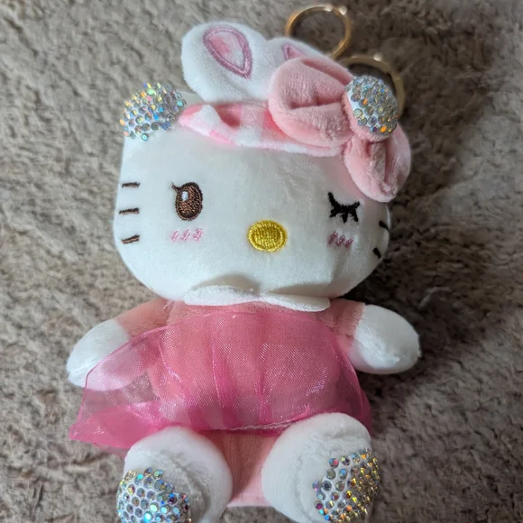 Pink and White Plush Toy with Bow - Picture 3 of 4